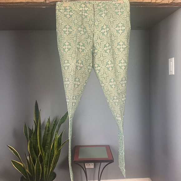 VTG NWOT Italy Brocade Metallic Cigarette Pants Party Holiday NYE Green Gold M - Picture 9 of 13